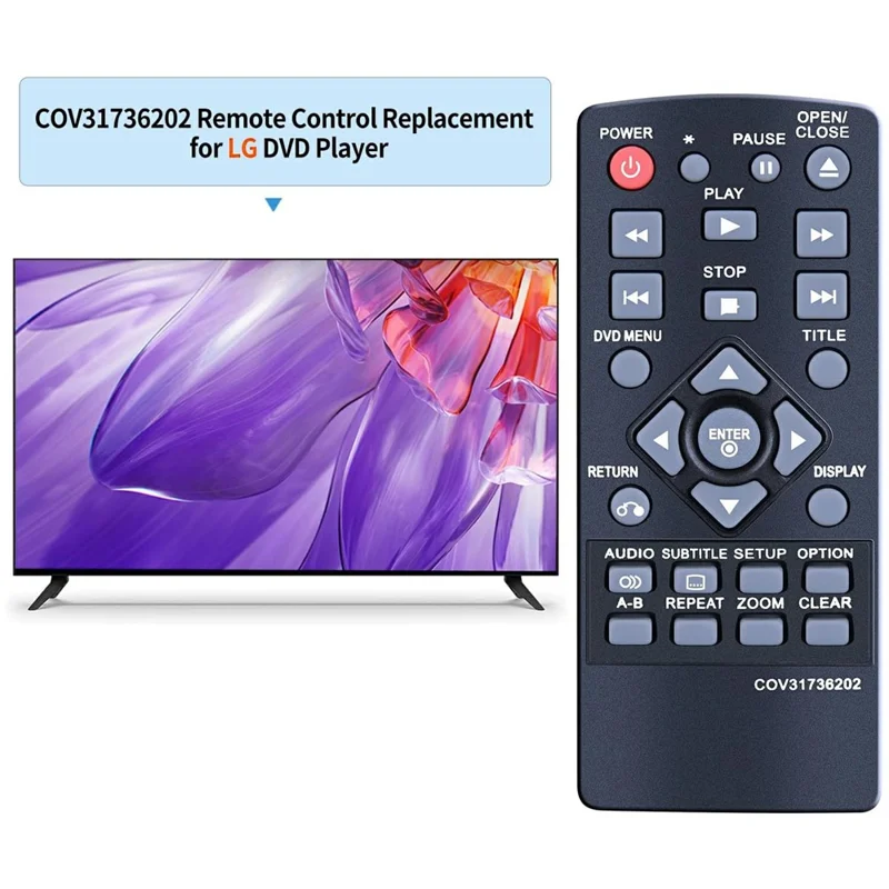 Télécommande infrarouge ergonomique de remplacement pour lecteur DVD LG COV31736202