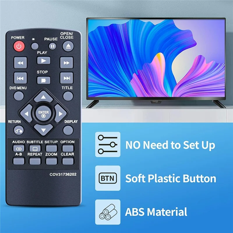 Télécommande infrarouge ergonomique de remplacement pour lecteur DVD LG COV31736202