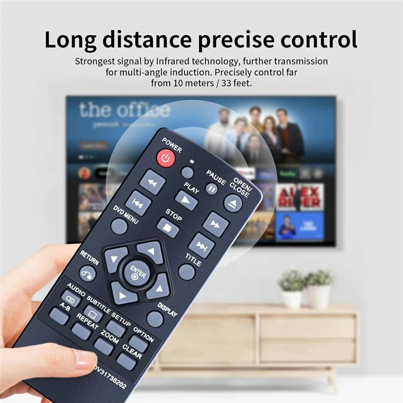 Télécommande infrarouge ergonomique de remplacement pour lecteur DVD LG COV31736202