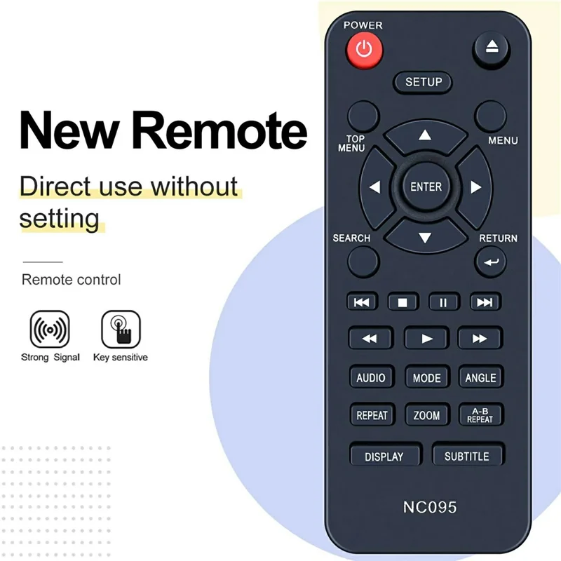 NC095 Télécommande de remplacement infrarouge à piles pour lecteur DVD Sanyo, portée de 10 m