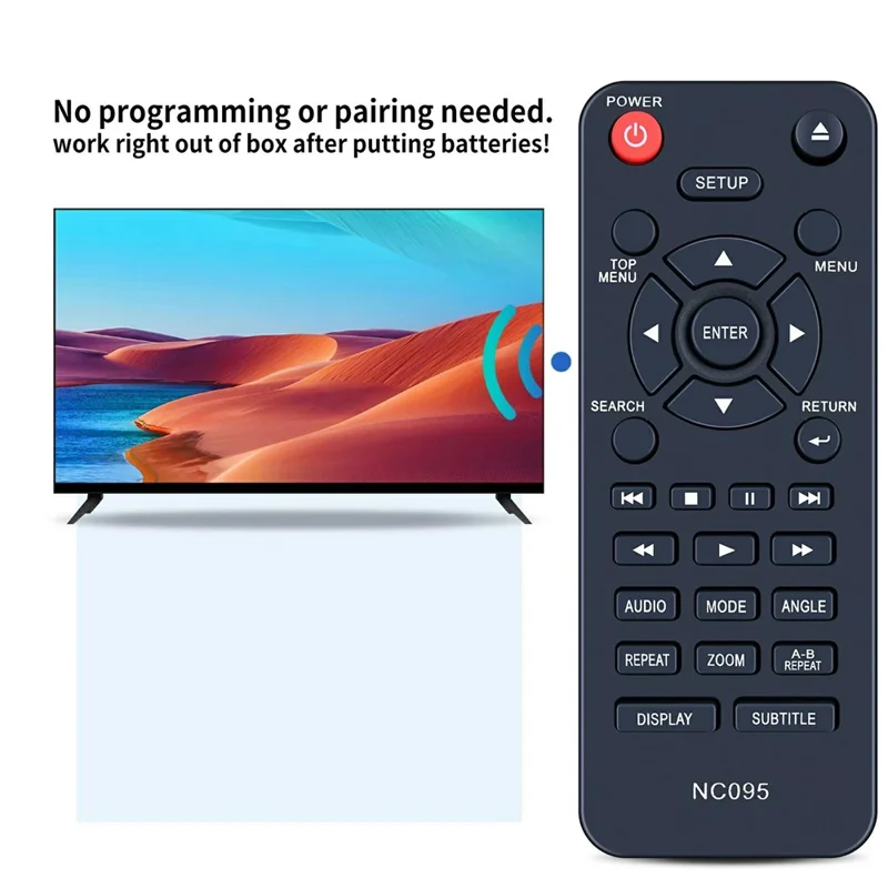 NC095 Télécommande de remplacement infrarouge à piles pour lecteur DVD Sanyo, portée de 10 m