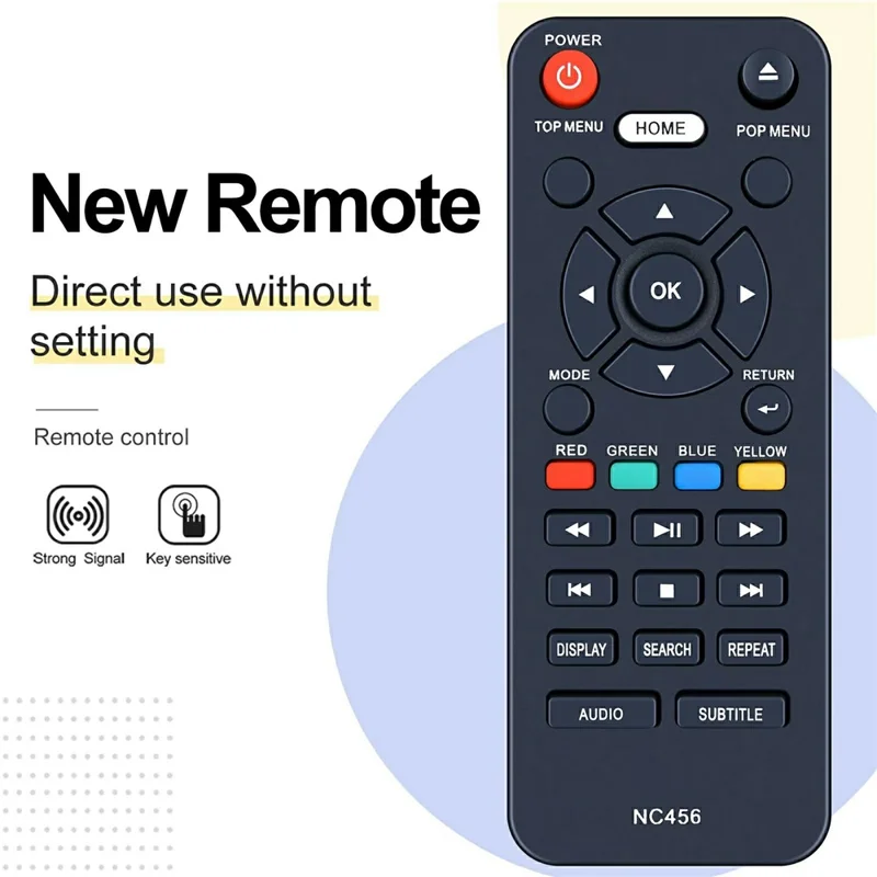 NC456 Télécommande de remplacement infrarouge à piles pour lecteur DVD Sanyo, portée de 10 mètres