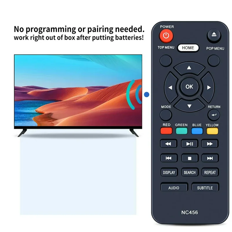 NC456 Télécommande de remplacement infrarouge à piles pour lecteur DVD Sanyo, portée de 10 mètres