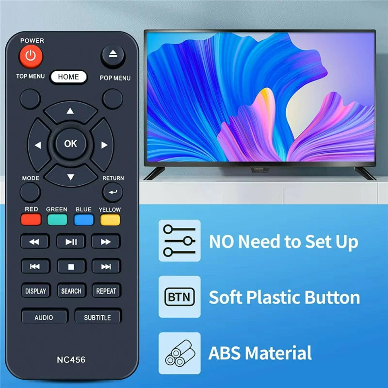 NC456 Télécommande de remplacement infrarouge à piles pour lecteur DVD Sanyo, portée de 10 mètres