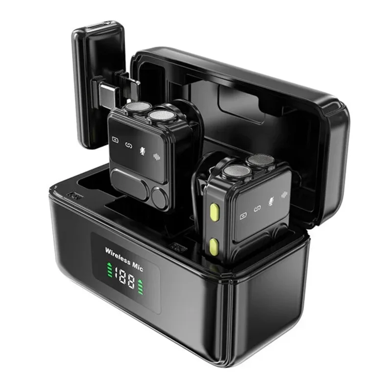 WIWU Wi-WM005 Microfono Lavalier Bluetooth con Riduzione del Rumore, Microfono Wireless con Ricevitore 2 in 1 per iP + Type C