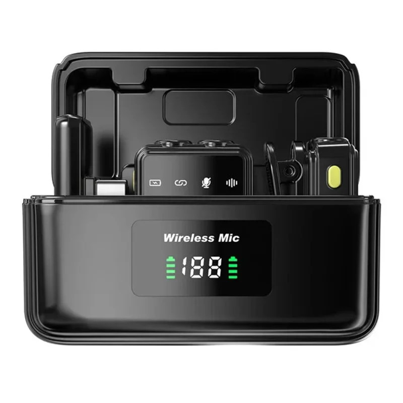 WIWU Wi-WM005 Microfono Lavalier Bluetooth con Riduzione del Rumore, Microfono Wireless con Ricevitore 2 in 1 per iP + Type C