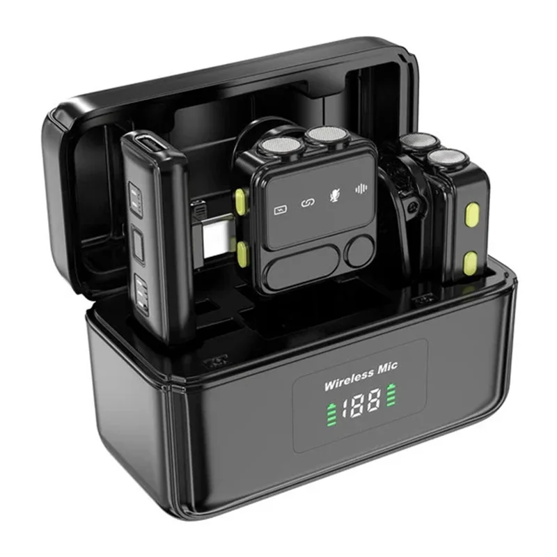 WIWU Wi-WM005 Microfono Lavalier Bluetooth con Riduzione del Rumore, Microfono Wireless con Ricevitore 2 in 1 per iP + Type C