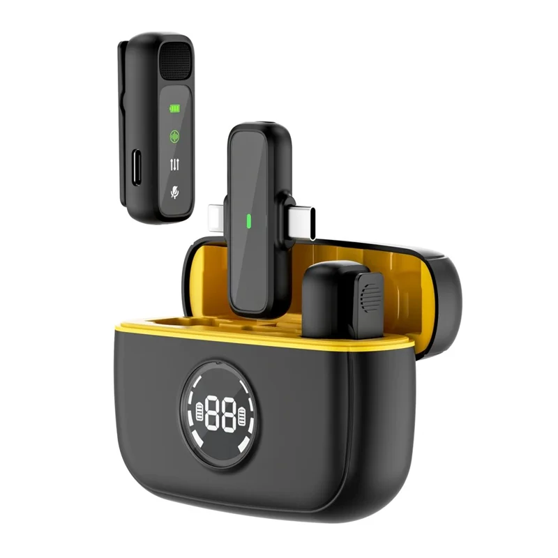 WIWU Wi-WM003 Mini Clip-On Mic Noise Reduction Wireless Lavalier Microphone with iP + Type C 2 in 1 Receiver
