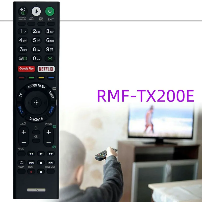 Zamiennik pilota RMF-TX200E do telewizorów Sony z funkcją sterowania głosowego, pilot podczerwieni z zasięgiem 10 m, ergonomiczny sterownik