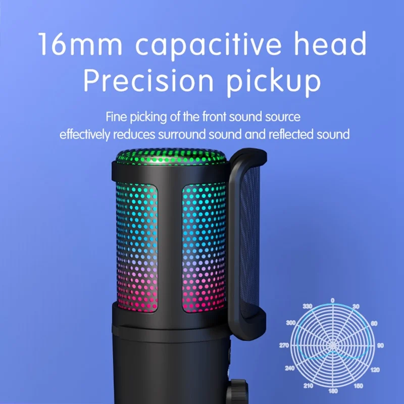 SU9 Microfono da Gaming RGB USB per Desktop con Filtro Anti-Pop in Rete