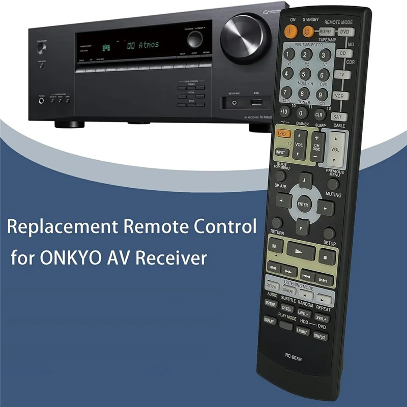 RC-607M For Onkyo Amplifier Player Remote Control 10m Range Battery Powered Replacement Controller
