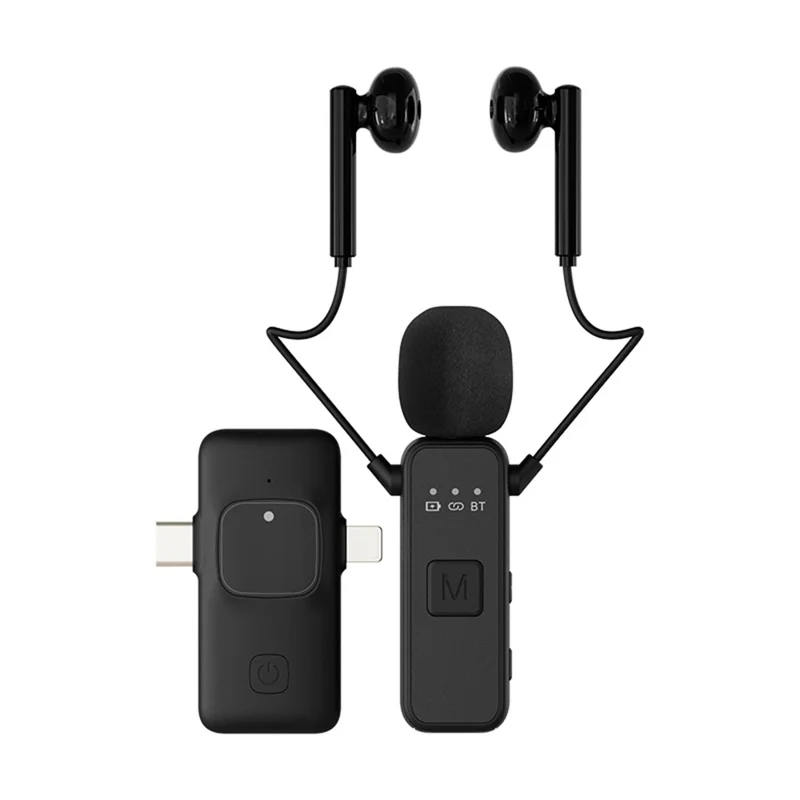 K3 Wireless Lavalier Microphone with Receiver for Live Streaming  /  Singing  /  Vlogging  /  Interviews - Black