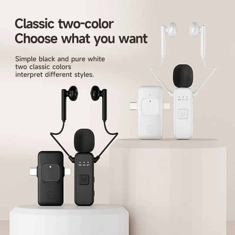 K3 Wireless Lavalier Microphone with Receiver for Live Streaming  /  Singing  /  Vlogging  /  Interviews - Black