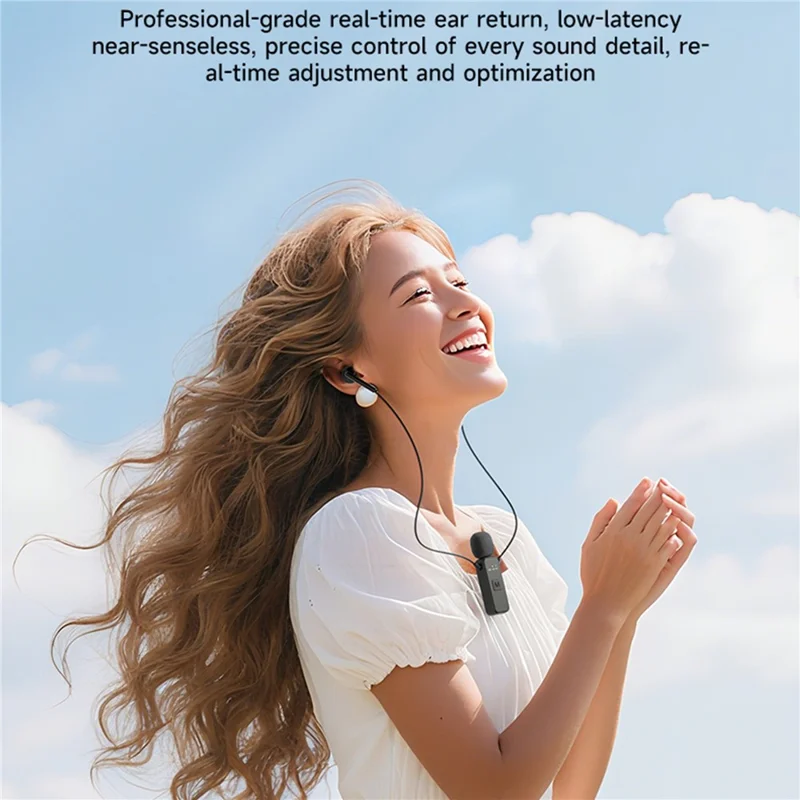 K3 Wireless Lavalier Microphone with Receiver for Live Streaming  /  Singing  /  Vlogging  /  Interviews - White