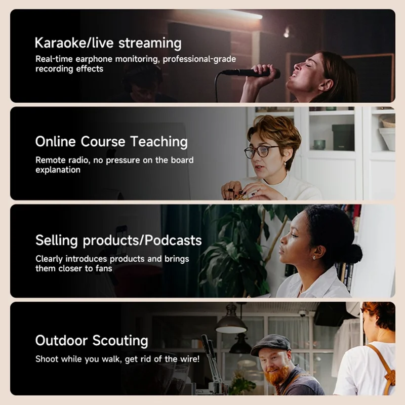 K3 Wireless Lavalier Microphone with Receiver for Live Streaming  /  Singing  /  Vlogging  /  Interviews - White