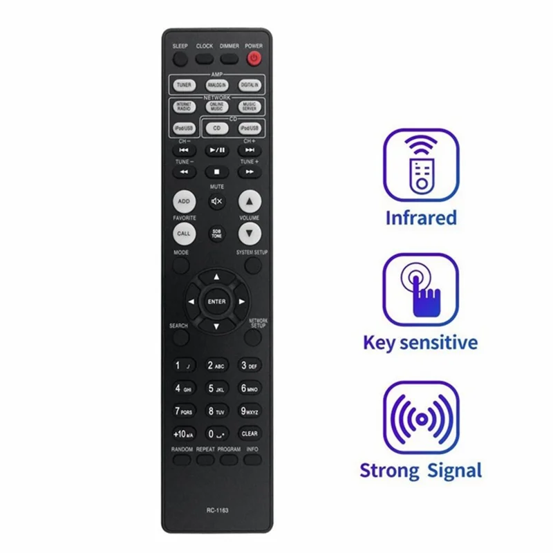 RC-1163 For DENON AV Receiver Infrared Remote Control 10m Range AAA Battery Powered Replacement