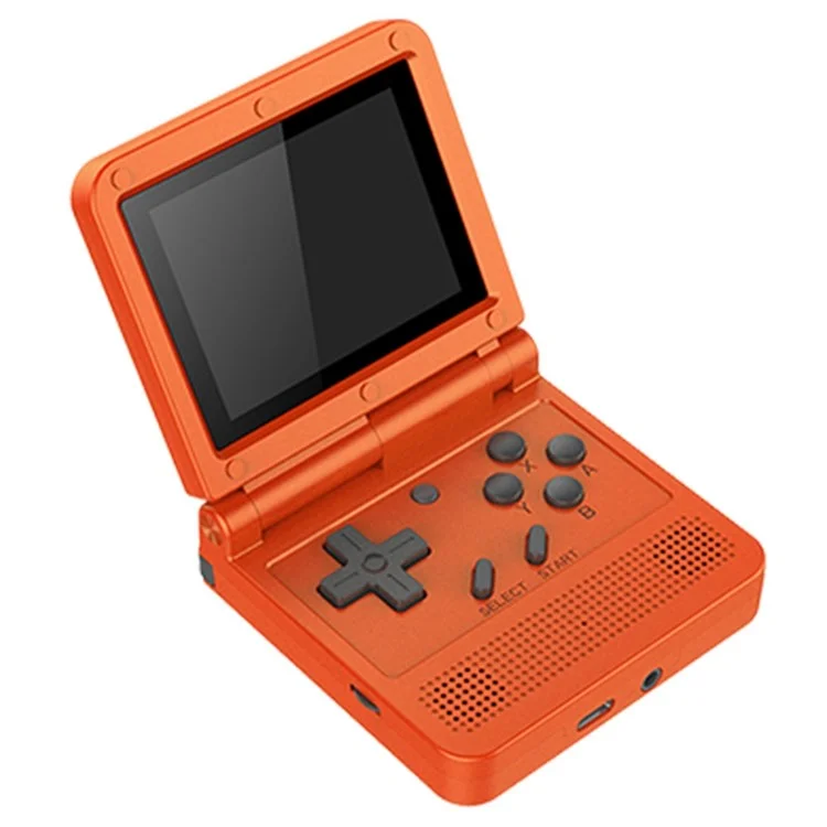 Powkiddy V90 (carte 64 Go) Version Anglaise Flip Cover Retro Game Console 3 Pouces Écran Open Source Video Game Player Gift - Rouge