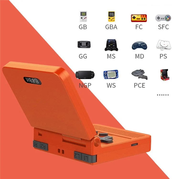 Powkiddy V90 (carte 64 Go) Version Anglaise Flip Cover Retro Game Console 3 Pouces Écran Open Source Video Game Player Gift - Rouge