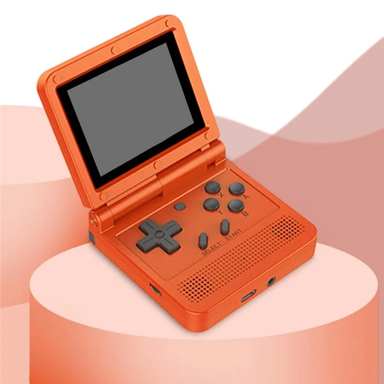 Powkiddy V90 (carte 64 Go) Version Anglaise Flip Cover Retro Game Console 3 Pouces Écran Open Source Video Game Player Gift - Rouge