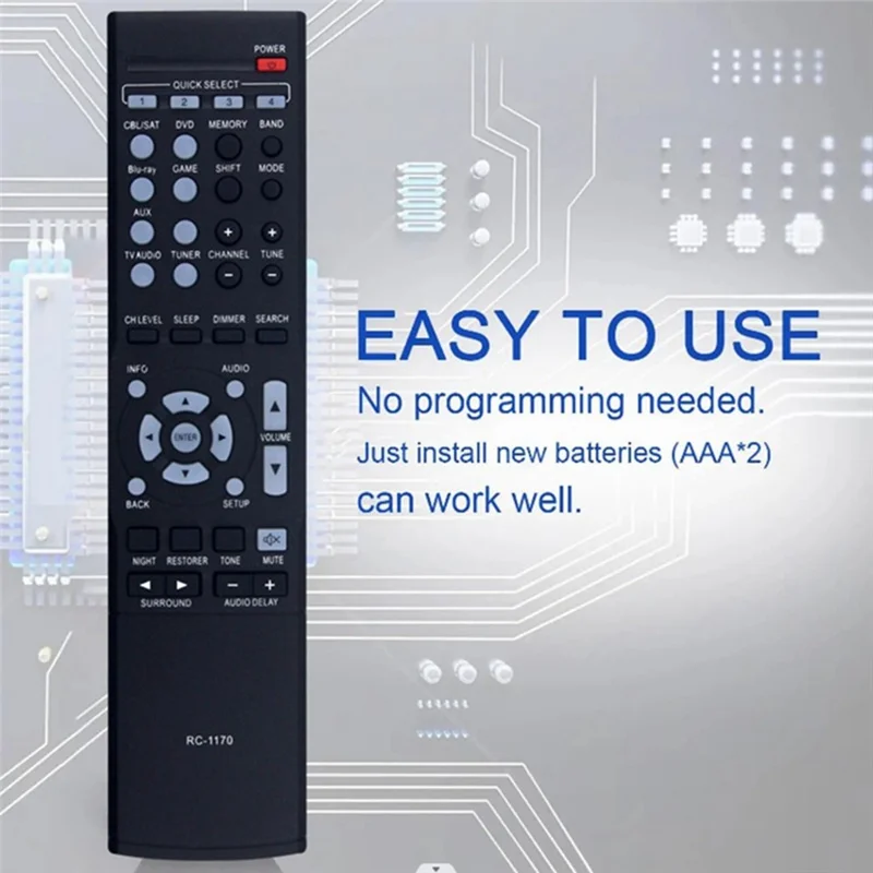 RC-1170 For Denon AV Receiver Infrared Remote Control Battery Powered 10m Range Ergonomic Controller