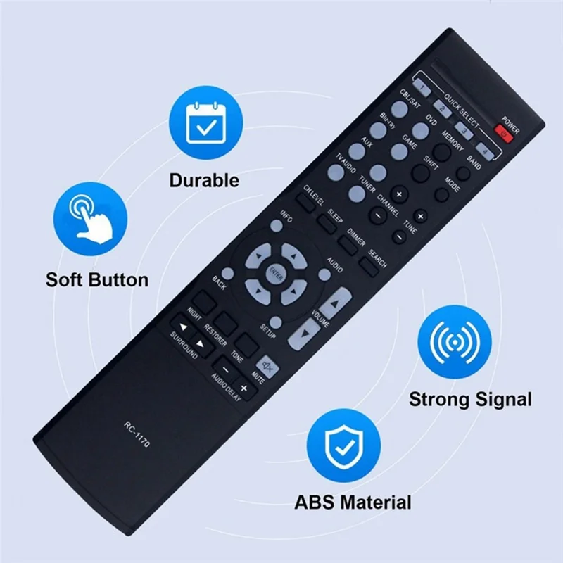 RC-1170 For Denon AV Receiver Infrared Remote Control Battery Powered 10m Range Ergonomic Controller