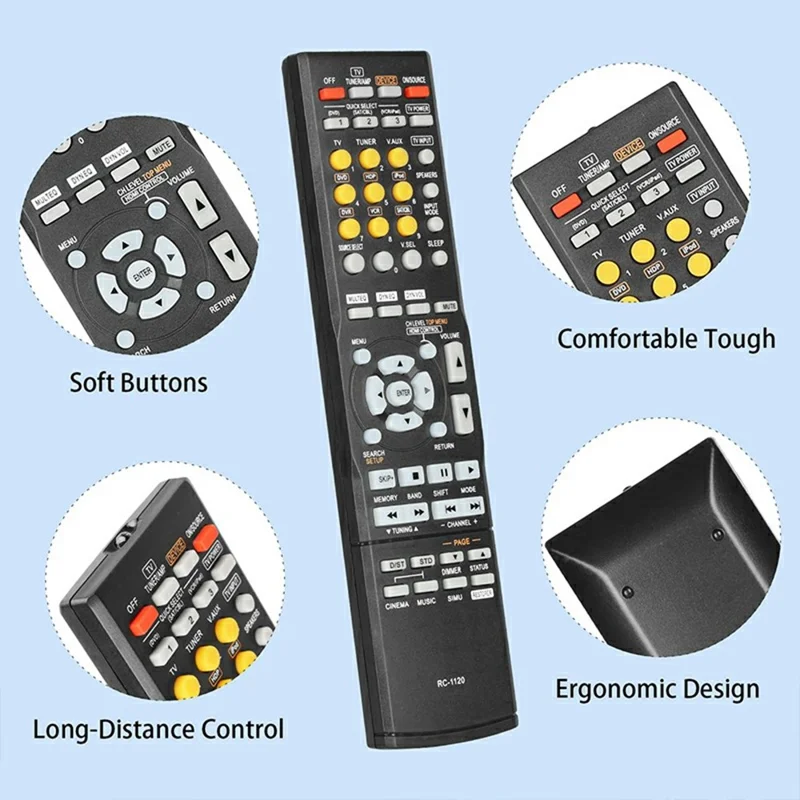 RC-1120 For Denon AV Receiver Infrared Remote Control Battery Powered 10m Range Ergonomic Controller