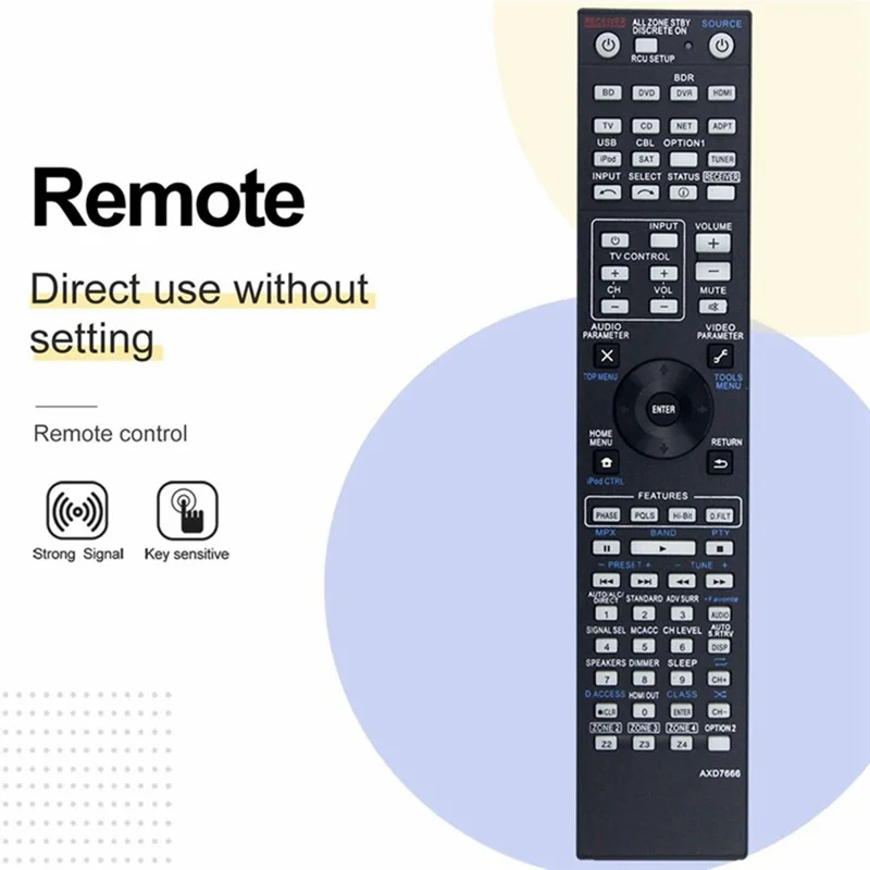 AXD7666 For Pioneer AV Receiver Remote Control 10m Range Handheld Controller Replacement