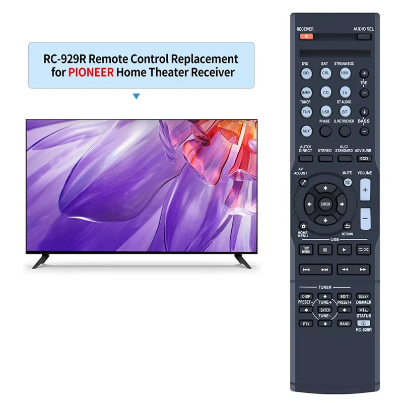Télécommande de rechange RC-929R pour récepteur audio-vidéo Pioneer, portée de 10 m, contrôleur infrarouge portable
