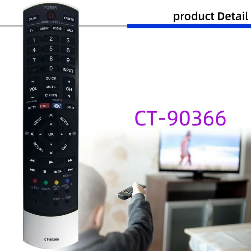 CT-90366 For Toshiba TV Remote Control Battery Powered Infrared Television Controller Replacement