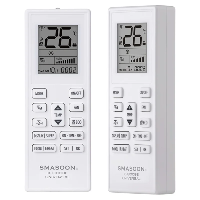 SMASOON K-8008E Universal Air Conditioner Remote Control 8m Long Range Operation Infrared Controller - White