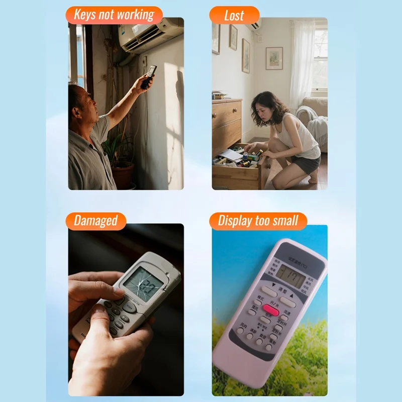 SMASOON K-8008E Universal Air Conditioner Remote Control 8m Long Range Operation Infrared Controller - White