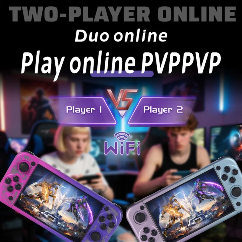 G50V 5 Inch Handheld Game Console HD Output 3D Joy-stick WiFi Multiplayer Game Console 15000+ Games - Purple