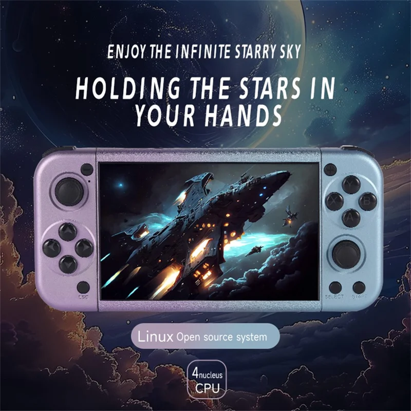 G50V 5 Inch Handheld Game Console HD Output 3D Joy-stick WiFi Multiplayer Game Console 15000+ Games - Purple