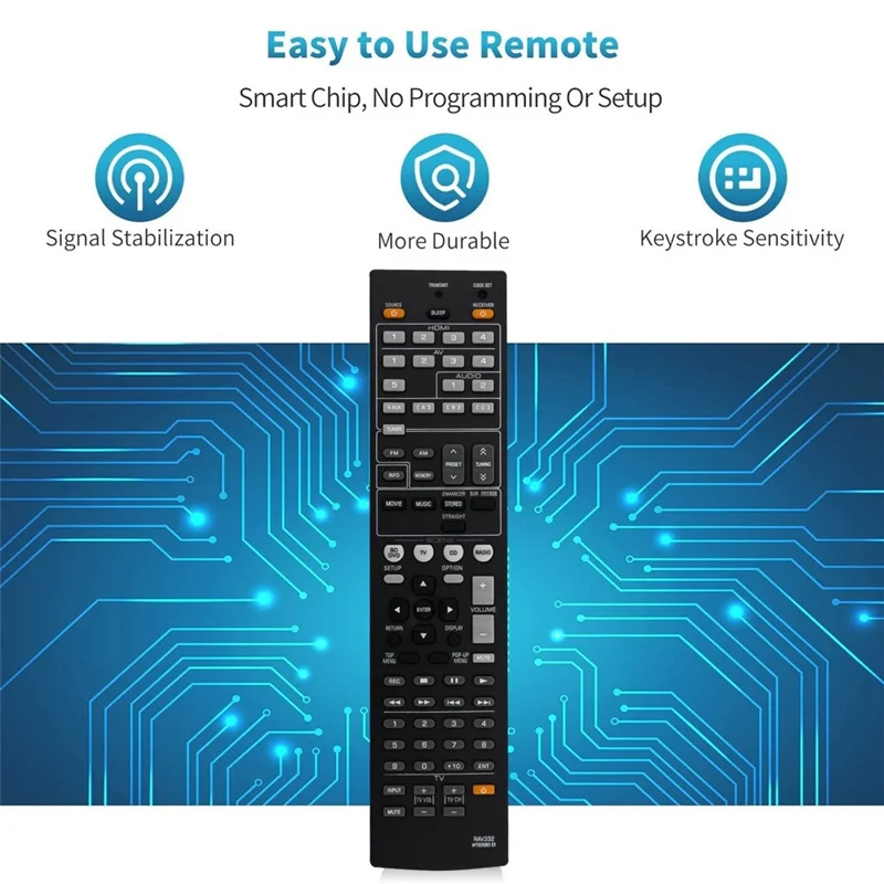 RAV332 For Yamaha AV Receiver Infrared Remote Control 10m Range Ergonomic Wireless Controller