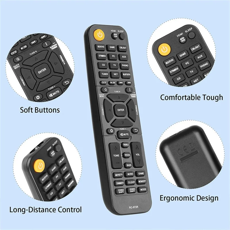 RC-972R For Onkyo AV Receiver Remote Control 10m Range Ergonomic Infrared Wireless Controller