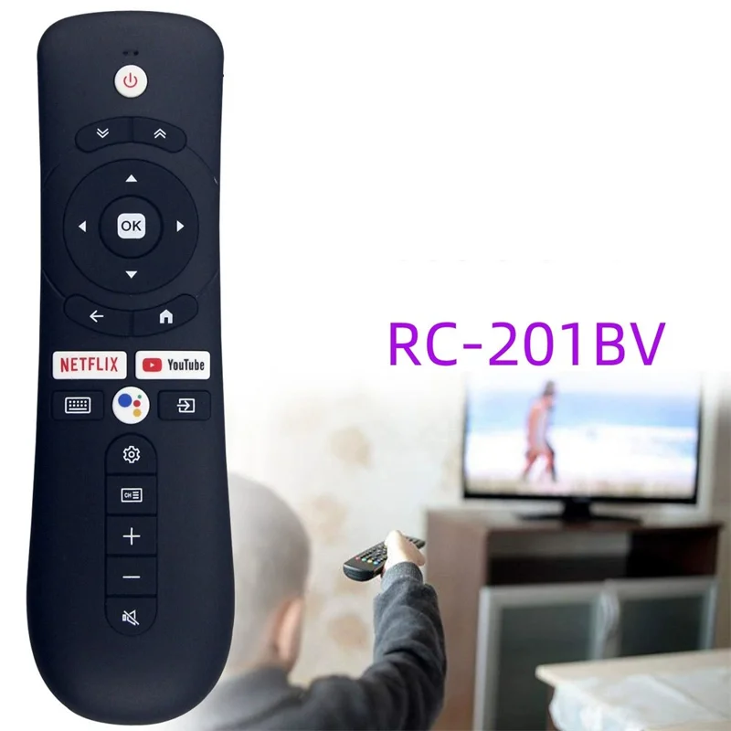 RC-201BV For Syinix 4K UHD TV Voice Control Remote Replacement 10m Range Battery Powered Controller