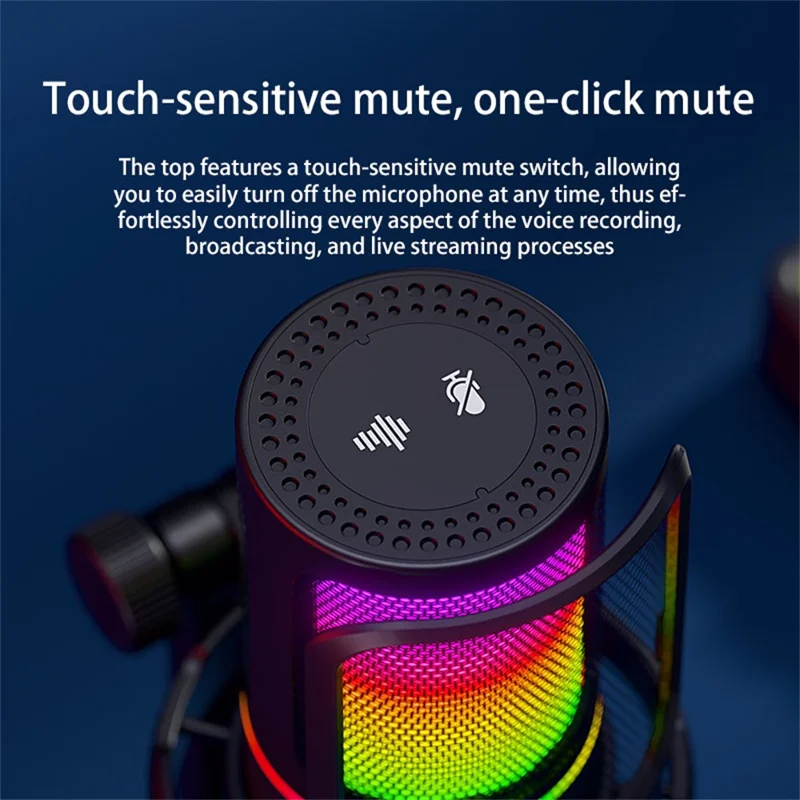 SU7 Mikrofon Kondensatorowe USB z Dynamicznym Mikrofonem, Oświetleniem RGB, Redukcją Hałasu do PC / Laptopa / Nagrywania / Gry / Transmisji na Żywo