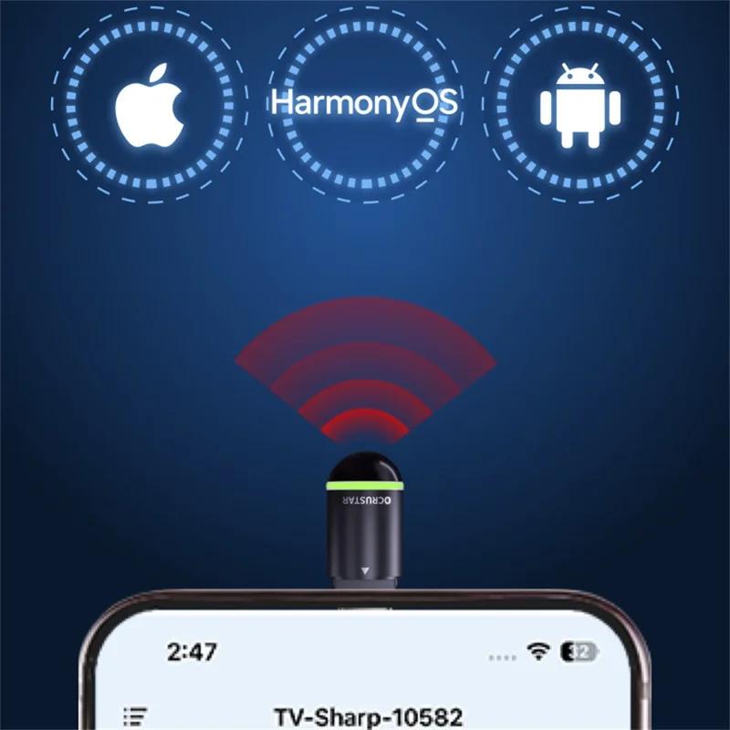 OCRUSTAR EKX6i-T Mini-Smartphone IR-Fernbedienung Langstreckensteuerung oder Klimaanlage TV - Typ-C-Anschluss - Schwarz