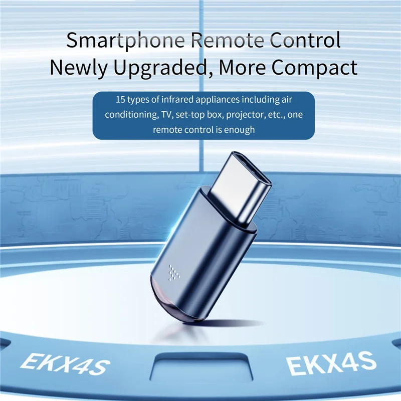 Mobile phone Remote Control IR Blaster Adapter for TV Air Conditioner Camera Universal Infrared Smart Remote - EKX4S-T / Type C Black