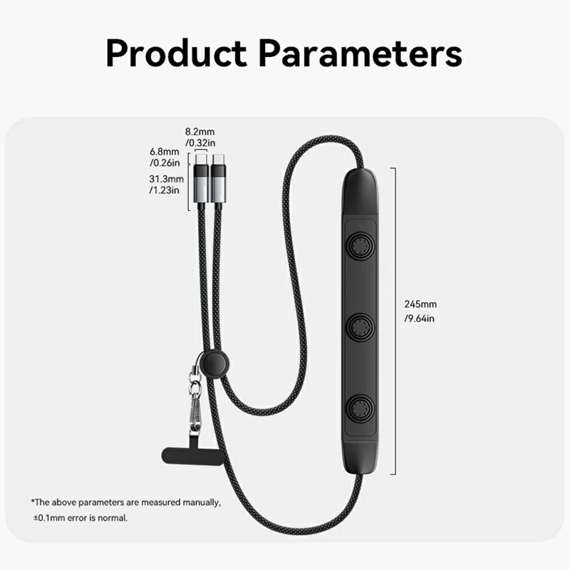 ESSAGER 2 in 1 3 Speeds Adjustable Massage USB-C to USB-C Data Cable 1.5m 100W Fast Charging Cord