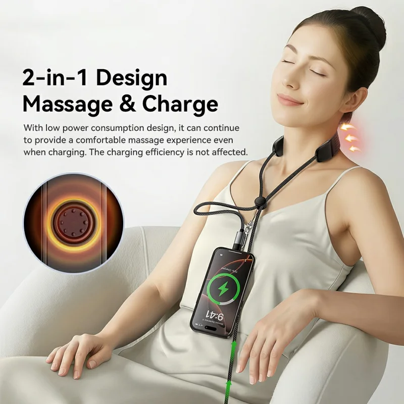 ESSAGER 2 in 1 3 Speeds Adjustable Massage USB-C to USB-C Data Cable 1.5m 100W Fast Charging Cord