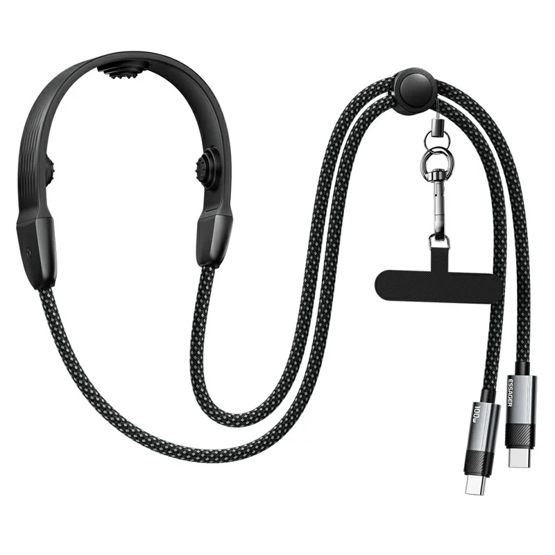 ESSAGER 2 in 1 3 Speeds Adjustable Massage USB-C to USB-C Data Cable 1.5m 100W Fast Charging Cord