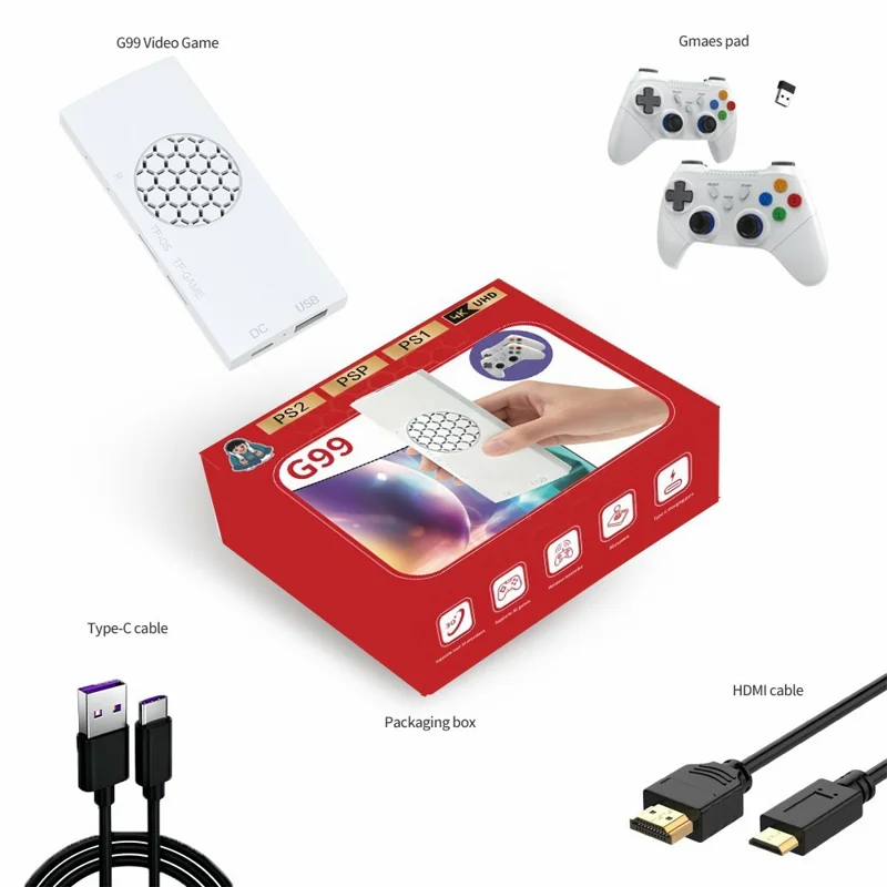 G99 Video Game Console 4K UHD HD TV Stick Multi Emulator Support for PS2  /  PSP  /  PS1  /  MAME  /  N64