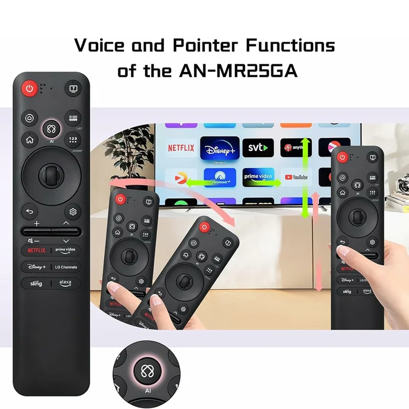 AKB76046602 / MR25GA 10m Plage Télécommande TV Activée par la Voix Ergonomique Télécommande Vocale pour LG