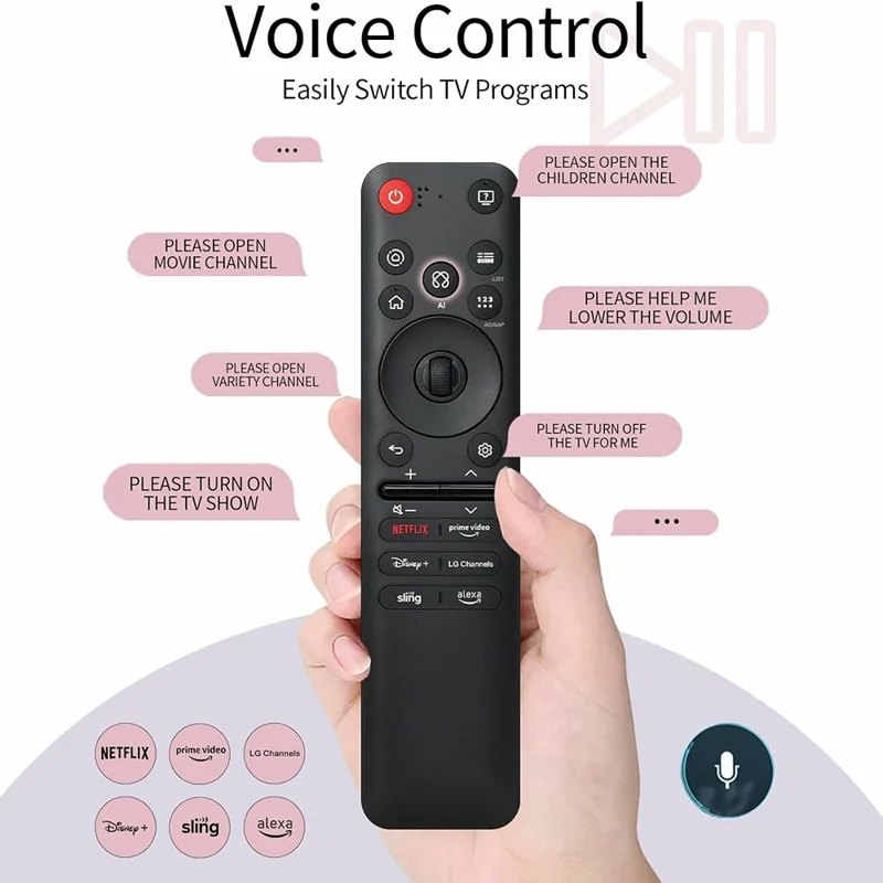 AKB76046602 / MR25GA 10m Plage Télécommande TV Activée par la Voix Ergonomique Télécommande Vocale pour LG