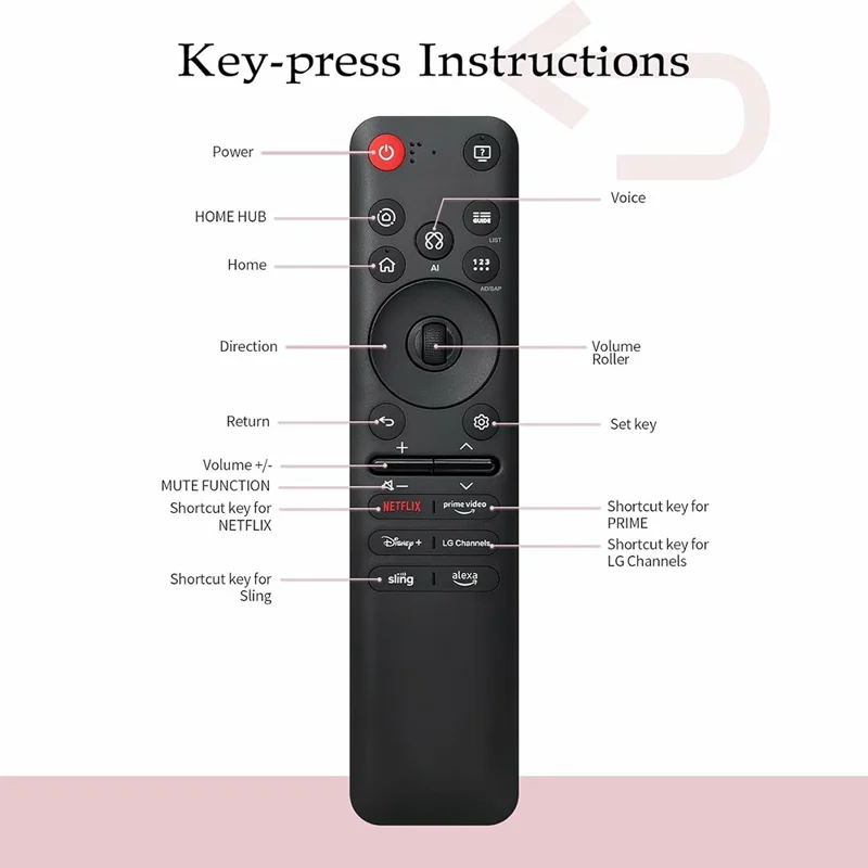 AKB76046602 / MR25GA 10m Plage Télécommande TV Activée par la Voix Ergonomique Télécommande Vocale pour LG