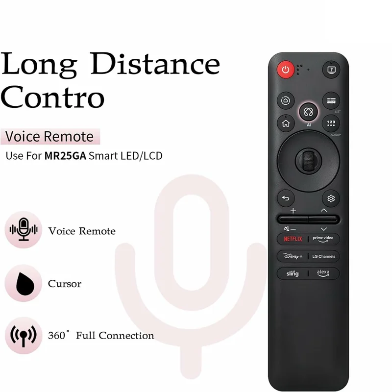 AKB76046602 / MR25GA 10m Plage Télécommande TV Activée par la Voix Ergonomique Télécommande Vocale pour LG