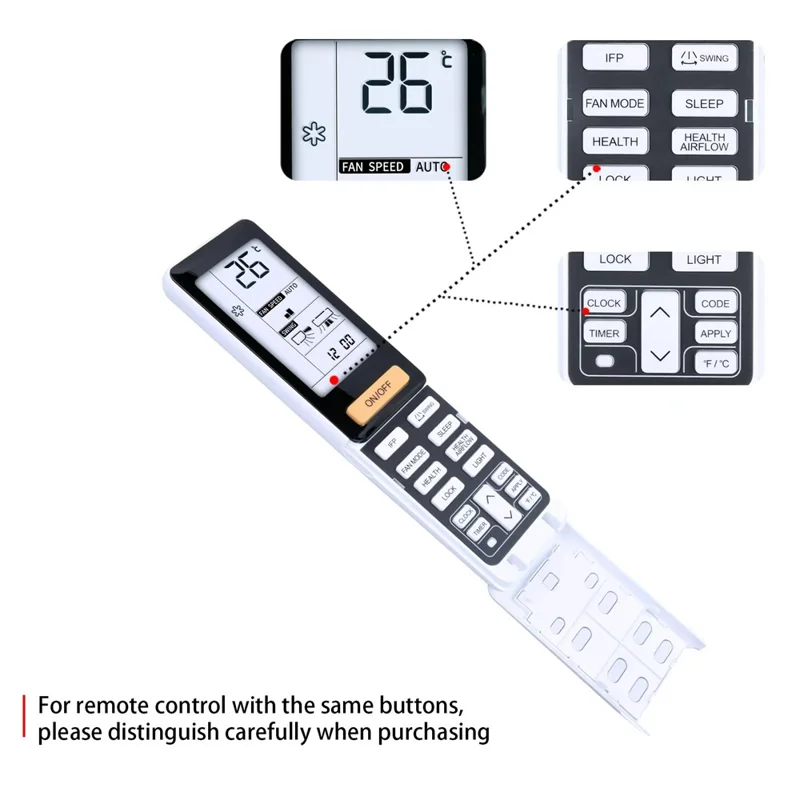 Remplacement de la Télécommande Infrarouge de Climatiseur Haier 0010402886D, Portée de 10m, Contrôleur Sans Fil