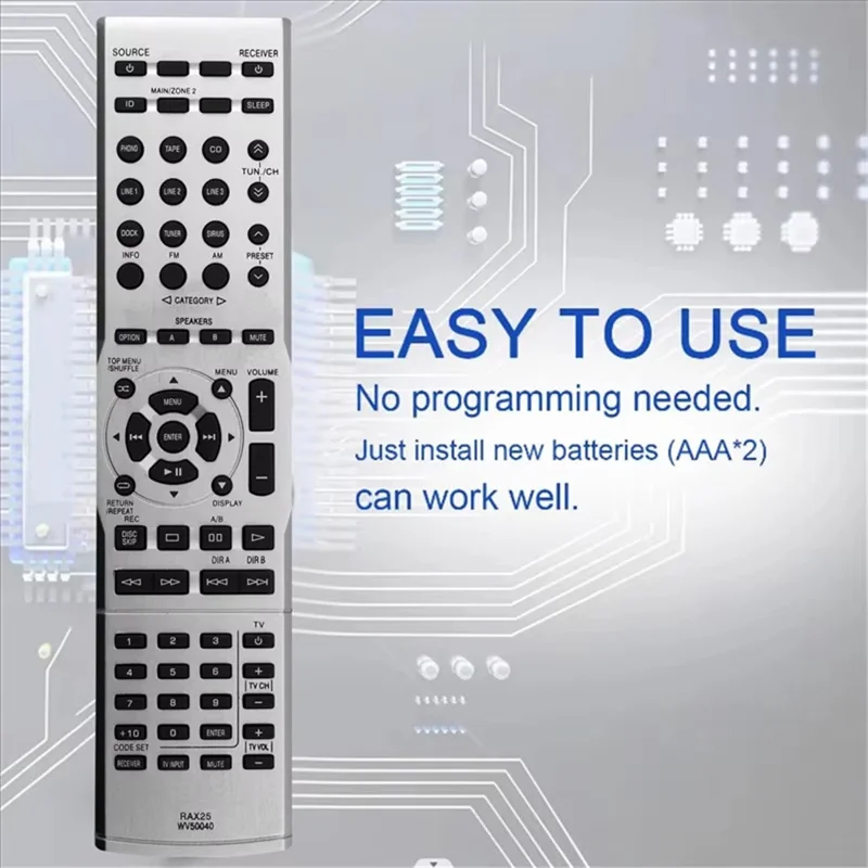 RAX25 Télécommande Infrarouge pour Récepteur Son Yamaha, Contrôleur de Remplacement Fonctionnant sur Piles