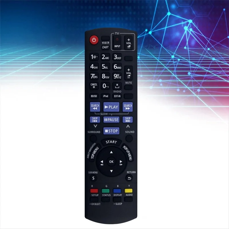 N2QAKB000072 لجهاز تشغيل الصوت من باناسونيك، جهاز تحكم عن بعد بالأشعة تحت الحمراء بمدى 10 أمتار، جهاز تحكم مريح